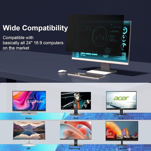 [2-Pack] 24 Inch Computer Privacy Screen Filter for 16:9 Widescreen Monitor - Picture 5 of 7